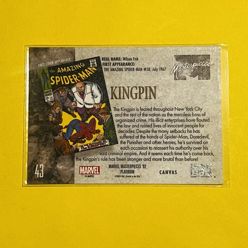 2024 Upper Deck Marvel Masterpieces '92 Platinum‎ Kingpin Canvas #43 Card
